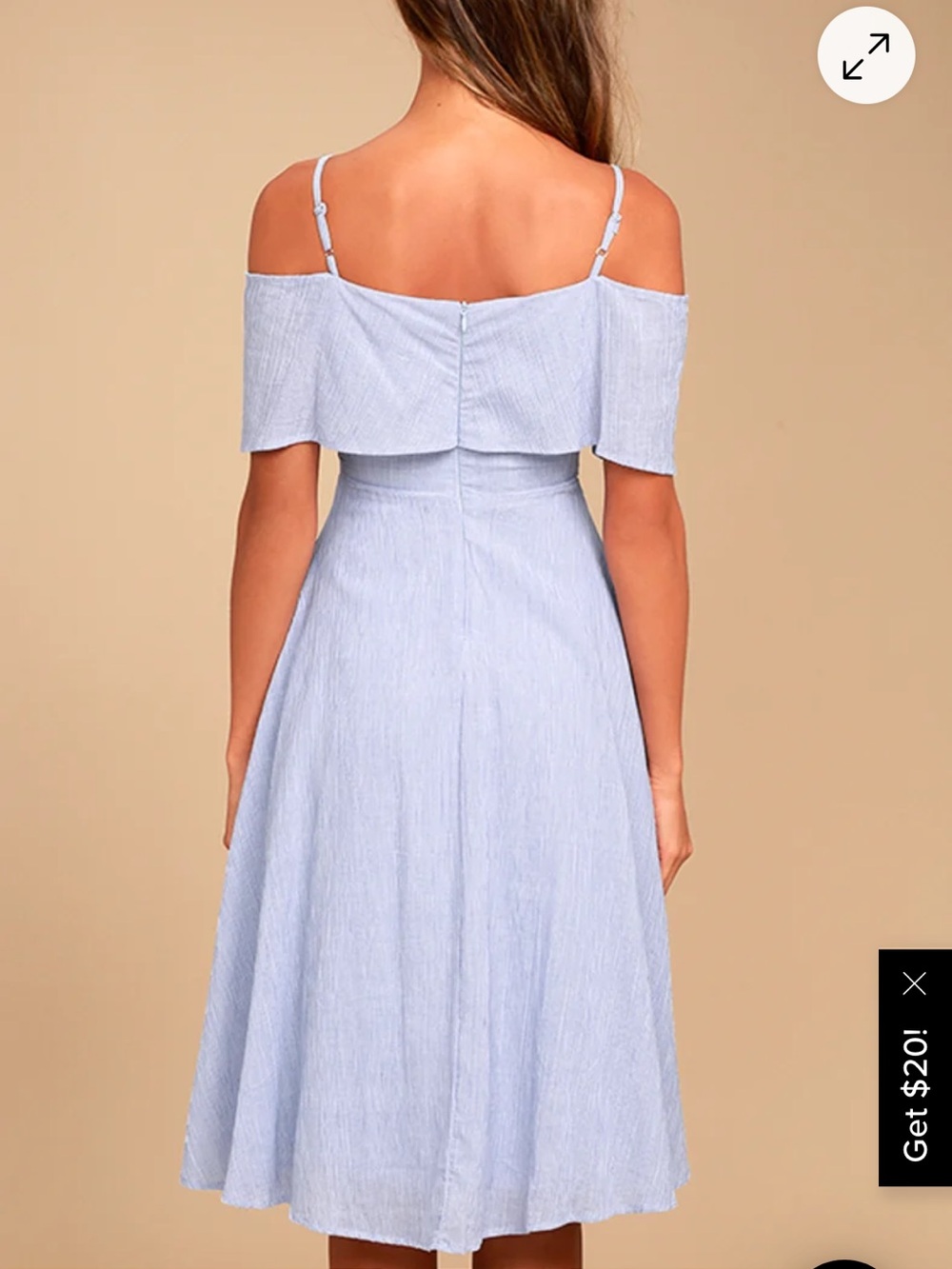 Lulus Yacht Rock Blue and White Striped Off-the-Shoulder Midi Dress - Picture 3 of 8